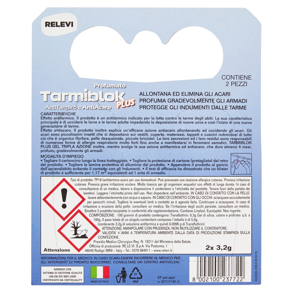 Relevi Tarmiblok Plus Profumato Lavanda 2 x 3,2 g